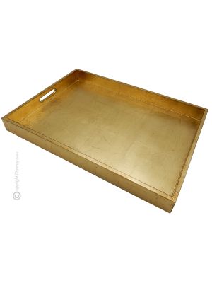 VASSOIO MANICI FORATI Tablett Holztablett mit Goldblatt handbemalt  Florenz authentisch Made in Italy