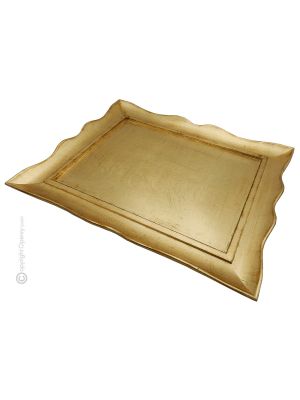 VASSOIO SAGOMATO Tablett Holztablett mit Goldblatt handbemalt  Florenz authentisch Made in Italy