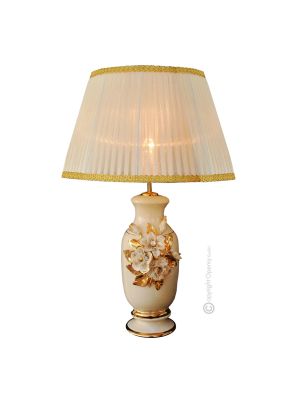 LAMPE Tischlampe Abat-jour Tischluechte  Keramik im Barockstil mit Details aus 24 Karat Gold Swarovski-Kristalle