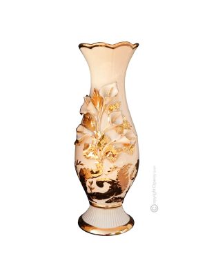 INCANTEVOLE Italienische Keramik Vase handgemacht 24k Goldfarbe Barockstil handbemalt