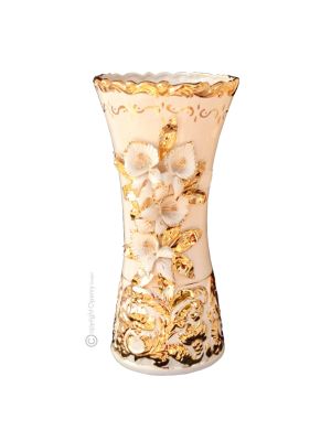 BELLOCCIO Italienische Keramik Vase handgemacht 24k Goldfarbe Barockstil handbemalt