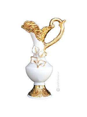 SUBLIME Italienische Keramik Vase handgemacht 24k Goldfarbe Swarovski-Kristalle Barockstil