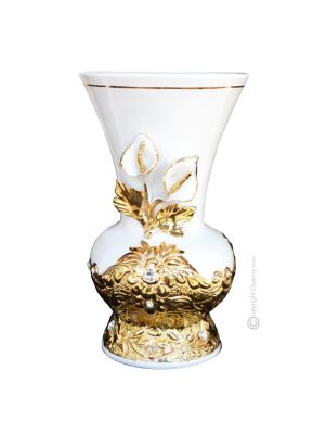 BENFATTO Italienische Keramik Vase handgemacht 24k Goldfarbe Swarovski-Kristalle 