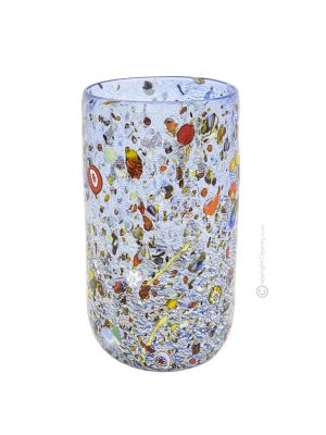 ARLECCHINO 104A Exklusive Vase Murano Glas Deko mundgeblasen 925 Blattsilber Murrine exklusiv