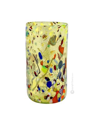 ARLECCHINO 104G Exklusive Vase Murano Glas Deko mundgeblasen 925 Blattsilber Murrine exklusiv