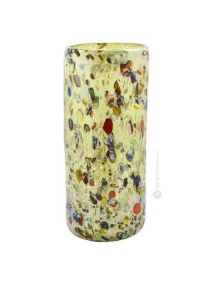 ARLECCHINO 105G Exklusive Vase Murano Glas Deko mundgeblasen 925 Blattsilber Murrine exklusiv