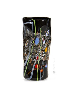 VASO SOSPIRI Italienische Vase Murano Glas Deko mundgeblasen modern wertvoll 925 Blattsilber