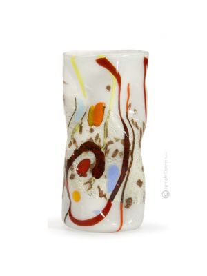 VASO SOSPIRI Italienische Vase Murano Glas Deko mundgeblasen modern wertvoll 925 Blattsilber