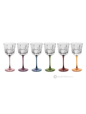 Set aus 6 authentischen handbemalten Wassergläsern mit Stiel aus hochwertigem Glas.