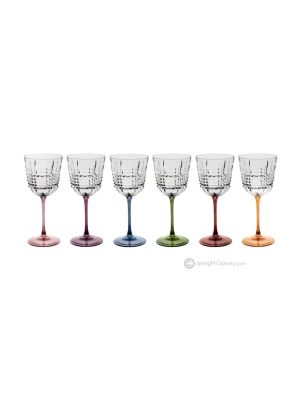 Set mit 6 authentischen handbemalten Weingläsern mit Stiel aus hochwertigem Glas.