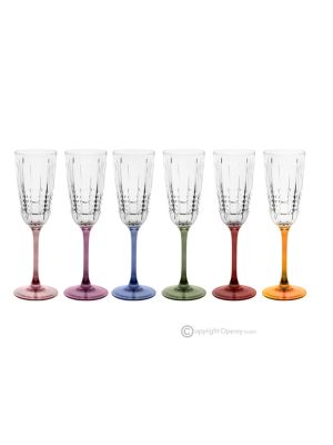 Set mit 6 authentischen handbemalten Flötengläsern aus hochwertigem Glas.