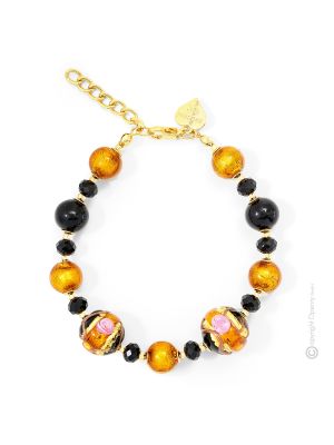 FIORE 5 Murano Glas Armband Damen Luxus Schmuck mundgeblasene Glasperlen Aventurin exklusiv