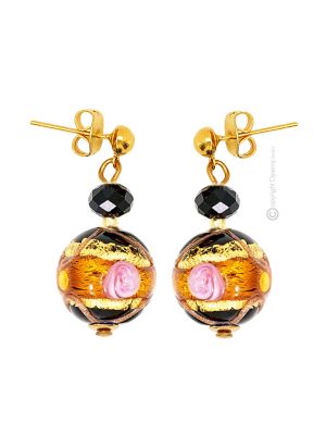 FIORE 5 Muranoglas Ohrringe Damen Luxus Schmuck 24k Goldblatt exklusiv hochwertig Modeschmuck