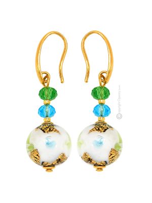 MARMO 6 Luxus Ohrringe Damen Murano Glas 24k Goldblatt exklusiv elegant Italienisches Design