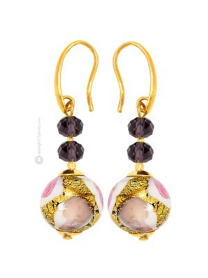 MARMO 7 Luxusschmuck Ohrringe Damen Muranoglas 24k Goldblatt exklusiv hochwertig Modeschmuck