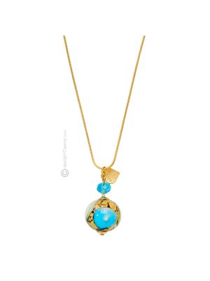 MARMO Muranoglas Kette Damen mundgeblasene Glasperlen Modeschmuck 24k Goldblatt Venedig Stil