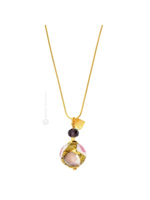 MARMO Murano Glas Schmuck Kette Damen mundgeblasene Glasperlen 24k Goldblatt Pendant Anhänger