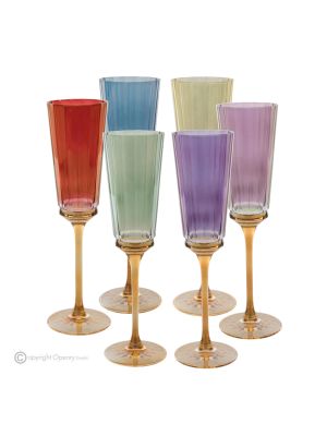 Set mit 6 authentischen handbemalten Flötengläsern aus hochwertigem Glas.