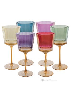 Set aus 6 authentischen handbemalten Wassergläsern mit Stiel aus hochwertigem Glas.