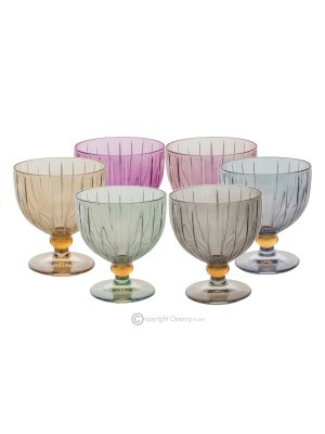 Set mit 6 authentischen handbemalten Dessertkelchgläsern aus hochwertigem Glas.