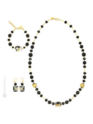 MIRHO 60 Schmuckset Damen Murano Glas Schmuck mundgeblasene Glasperlen stilvoll 24k Blattgold