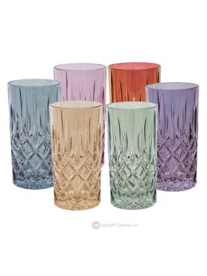 Set aus 6 authentischen, modernen, handbemalten Trinkgläsern aus hochwertigem Glas.