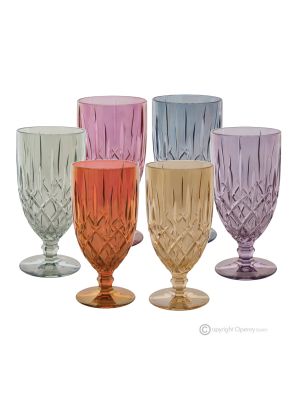 Set aus 6 authentischen, modernen, handbemalten Trinkgläsern aus hochwertigem Glas.