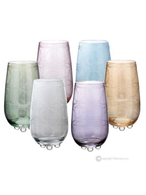 Set aus 6 authentischen, modernen, handbemalten Trinkgläsern aus hochwertigem Glas.