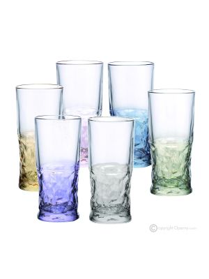 Set mit 6 authentischen, modernen, handbemalten Wassergläsern aus hochwertigem Glas.