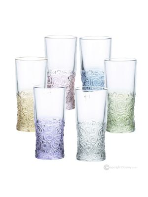 Set aus 6 authentischen, modernen, handbemalten Trinkgläsern aus hochwertigem Glas.