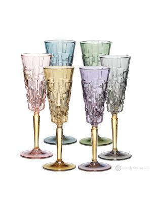 Set mit 6 authentischen handbemalten Flötengläsern aus hochwertigem Glas.