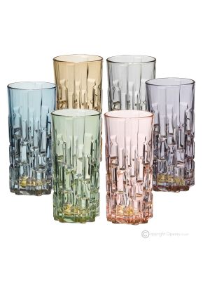 Set aus 6 authentischen, modernen, handbemalten Trinkgläsern aus hochwertigem Glas.