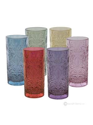 Set mit 6 authentischen, modernen, handbemalten Trinkgläsern aus hochwertigem Glas.