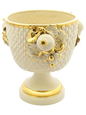 CENTROTAVOLA COPPA Schale Tafelaufsatz Keramik Barockstil 24k Gold Handarbeit Made Italy