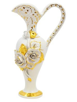 ANFORA  Italienische Keramik Vase handgemacht 24k Goldfarbe Barockstil handbemalt