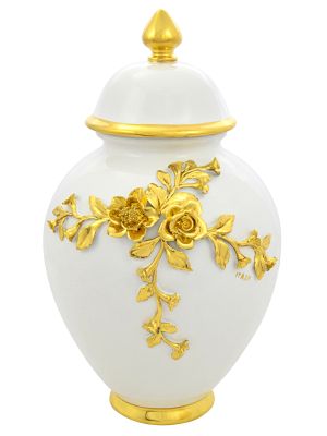 DORATO Italienische Keramik Vase handgemacht 24k Goldfarbe Barockstil handbemalt