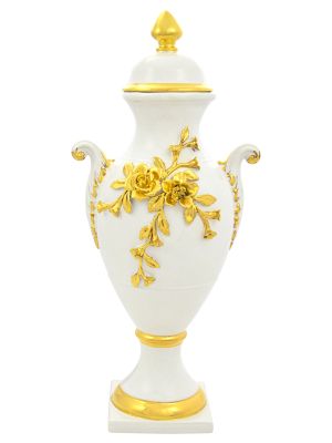 NOBILE  Italienische Keramik Vase handgemacht 24k Goldfarbe Barockstil handbemalt