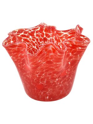 FAZZOLETTO MACETE MURRINE Murano Glas Schale Vase Blattsilber 925 Murrine Made Italy