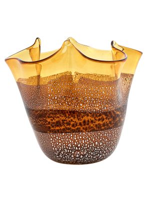 FAZZOLETTO FASCIA ARGENTO Murano Glas Schale Vase Blattsilber 925 Murrine Made in Italy