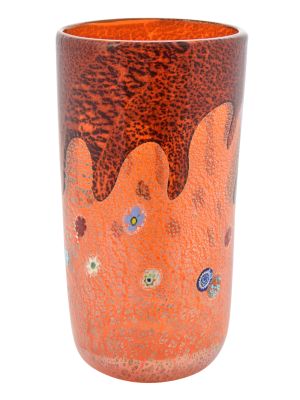 GOCCIA 42F Italienische Vase Murano Glas Deko mundgeblasen 925 Blattsilber Murrine Venedig Stil