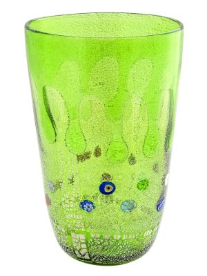 GOCCIA 97G Luxus Vase Murano Glas Deko mundgeblasen 925 Blattsilber hochwertig Venedig Stil