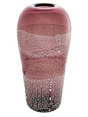 ARGENTO 36 Exklusive Vase Murano Glas Deko mundgeblasen 925 Blattsilber elegant Blumenvase