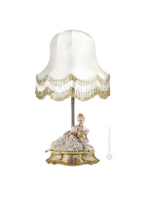 MUTTER MIT MÄDCHEN LAMPE Tischlampe Abat-jour Tischluechte Porzellan Capodimonte Made in Italy