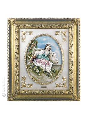 FRANCESCA  Bild Basrelief Flachrelief Porzellan Capodimonte Made in Italy