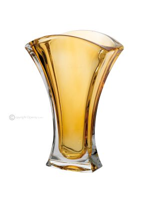 Authentische, moderne, dekorative, handbemalte Vase aus hochwertigem Glas.