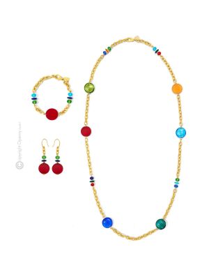 WENDY 9 Schmuckset Damen Murano Glas Schmuck 925 Silberblatt exklusiv mundgeblasene Glasperlen