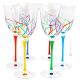 CALICE ACQUA HELICONIA Set 6 Wassergläser Stielgläser Kelche handbemalt superior Klangglas Venedig authentisch Made in Italy 