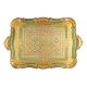 VASSOIO DORATO TAPPETO VERDE Holztablett Rechteckig Tablett Gold Grün Dekoration Holz Handarbeit Made in Italy
