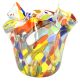 FAZZOLETTO MACCHIE FILI NERI Murano Glas Schale Vase Blattgold 24K Made Italy Handarbeit